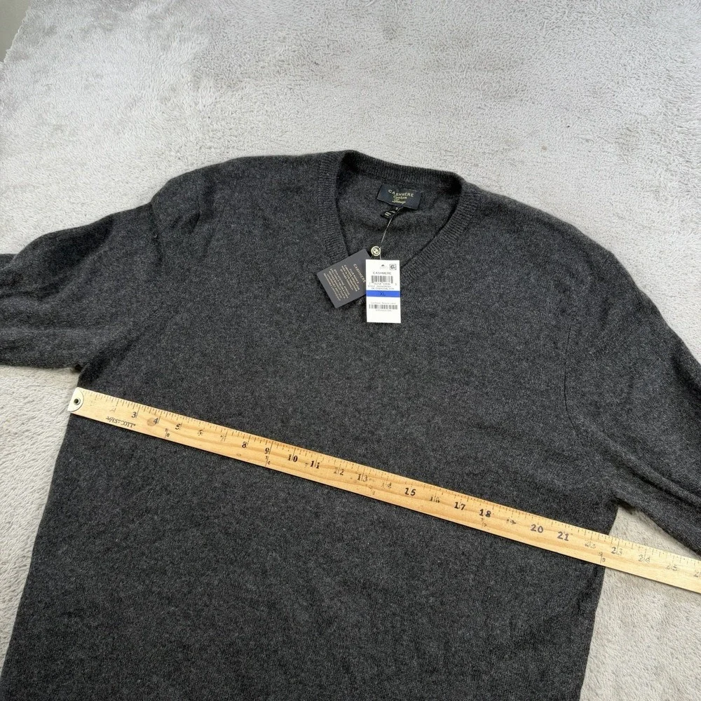 Club Room Sweater Mens XL Dark Grey 100% Cashmere 2 Ply V-Neck Pullover Soft NEW